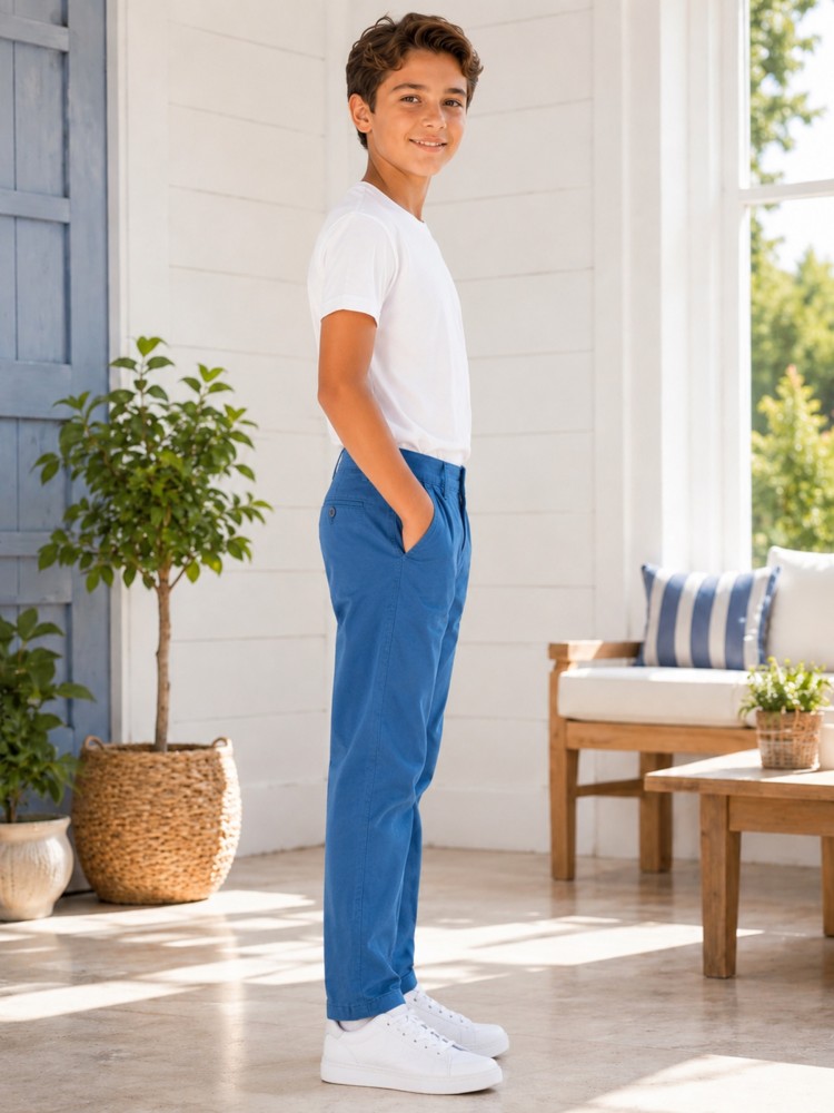 Erkek Çocuk İndigo Keten Pantolon görsel 2