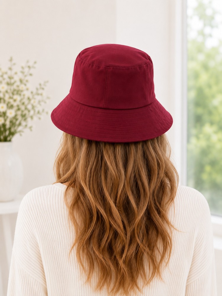 Kadın Bordo Düz Bucket Şapka görsel 3