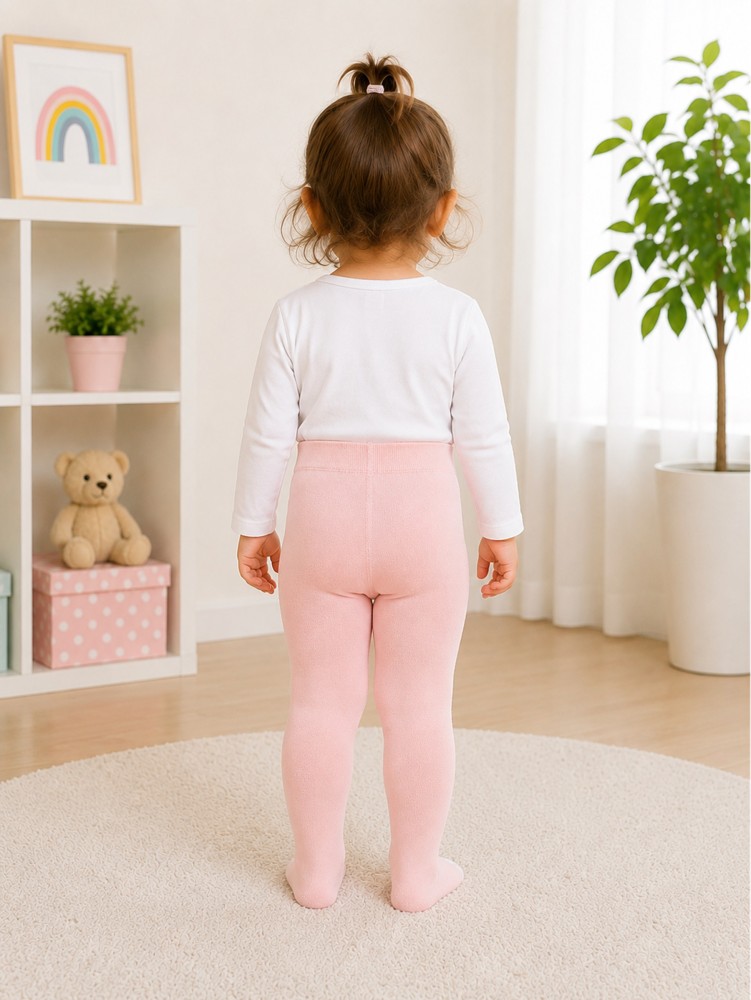 Kız Çocuk Pembe Desenli Külotlu Çorap görsel 3